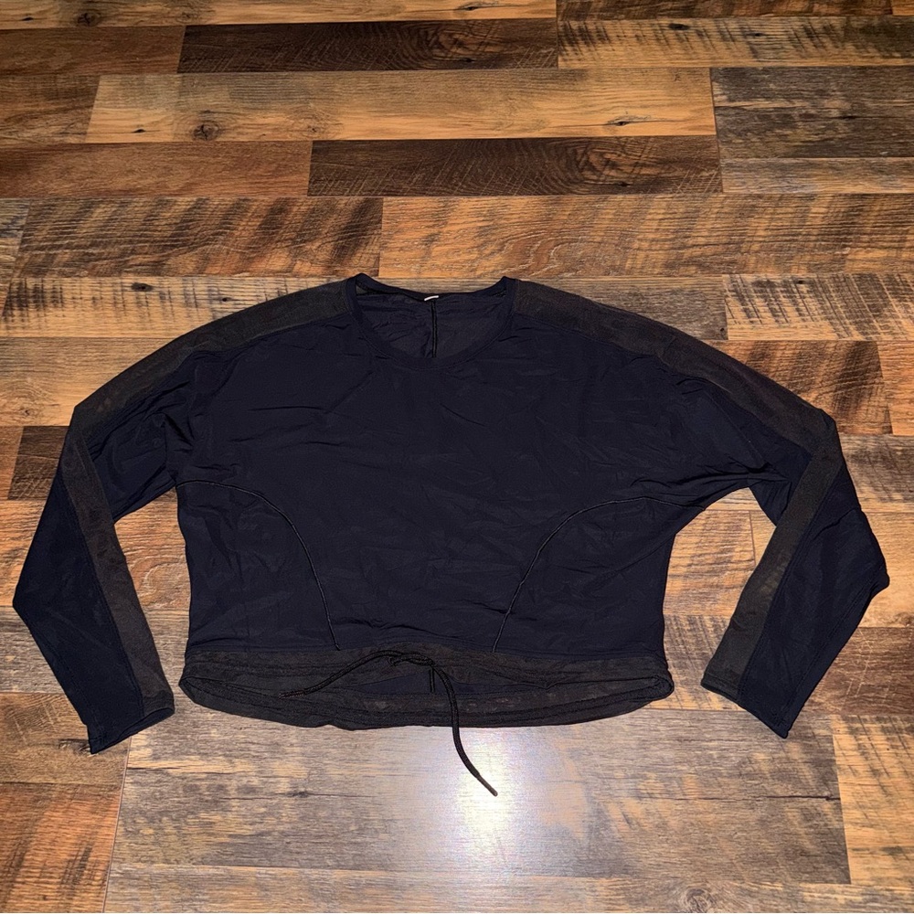 lululemon athletica Black Long Sleeve Crop Top with mesh detail